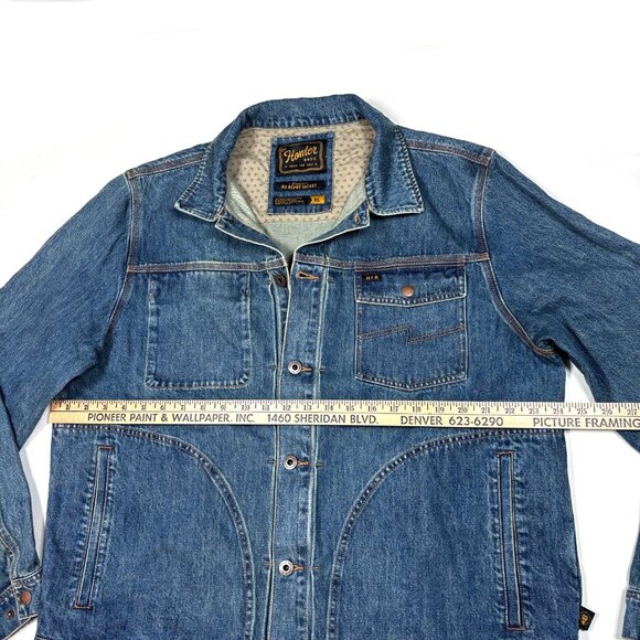 Howler Brothers HB Depot Blue Denim Western Trucker Retro Jean Jacket Mens XL - Picture 8 of 10